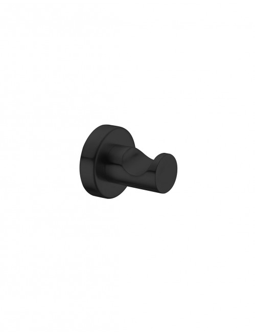 γαντζοσ-πετσετασ-musa09 1 - Τσιντώνης Πλακάκια Black cylindrical cabinet knob with a round backplate, shown mounted on a wall or cabinet surface.