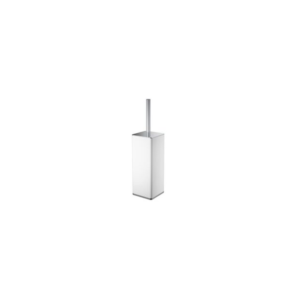 Chrome freestanding tissue holder with a tall vertical rod atop a square base.