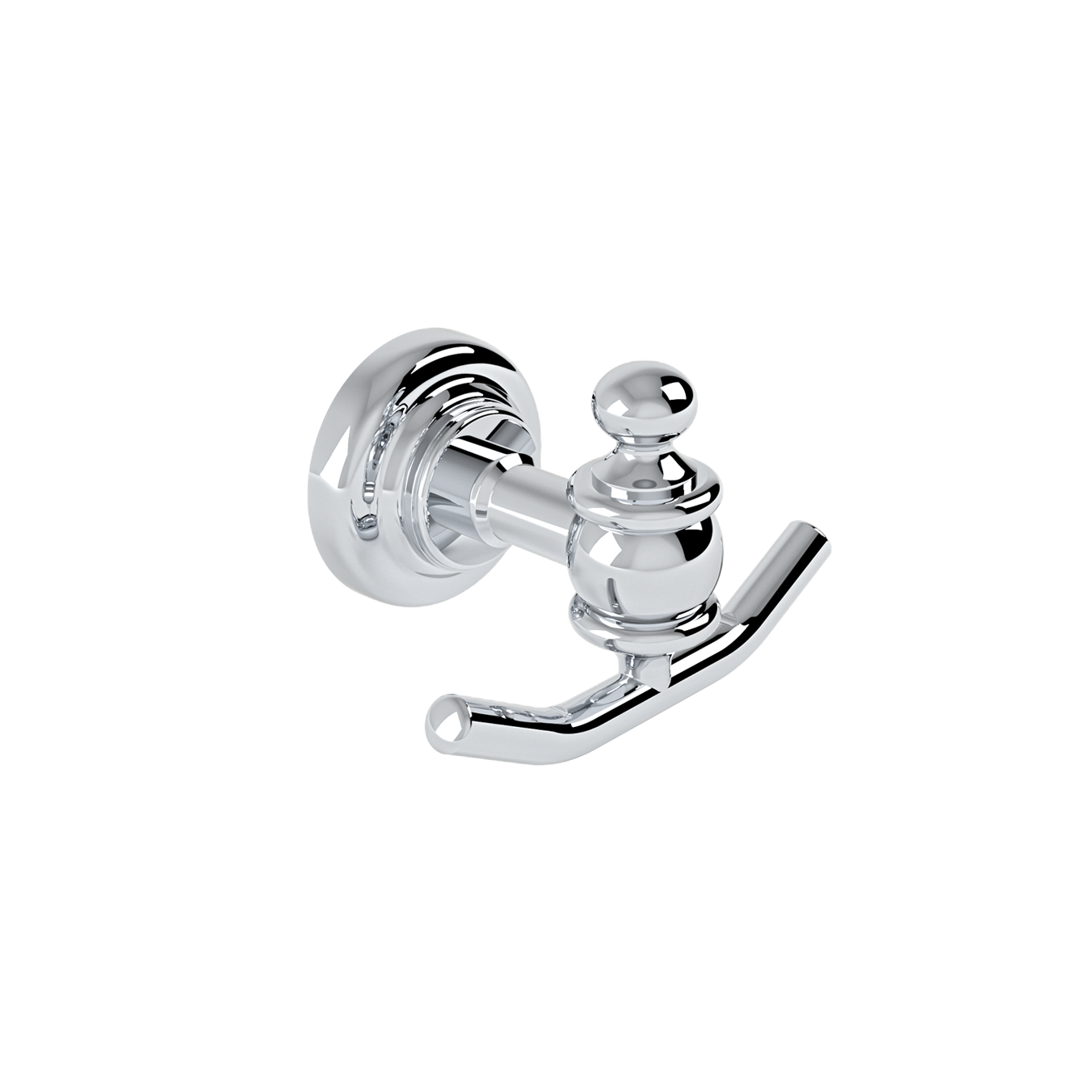 01_retro_robe_hook_chrome - Τσιντώνης Πλακάκια Chrome wall-mounted faucet handle with a curved lever and round knob (polished chrome)