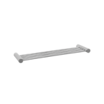 Chrome towel rack with four parallel bars and rounded end caps