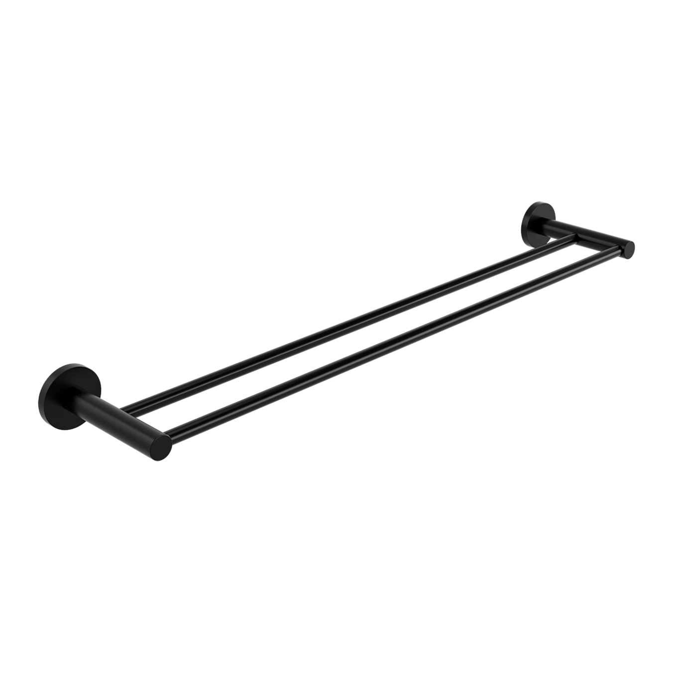 23_sigma_double_towel_rail_black - Τσιντώνης Πλακάκια Black wall-mounted double towel bar with two parallel rods on circular mounts, for bathroom towels